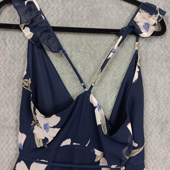 LULUS All Mine Navy Blue Floral PrintHigh-Low Wrap Dress size M Resort Vacation - Picture 7 of 10
